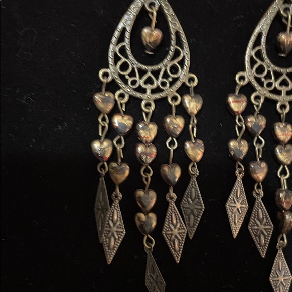 Artisan Bronze Heart Chandelier Earrings - Picture 2 of 5